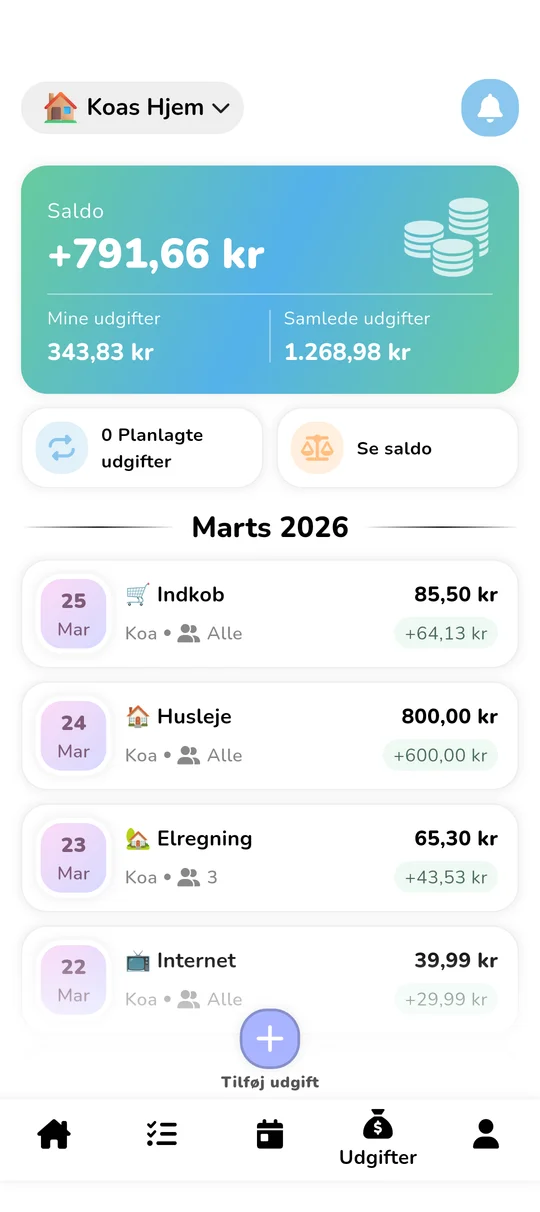 Grænseflade til delt budget og udgiftsfordeling