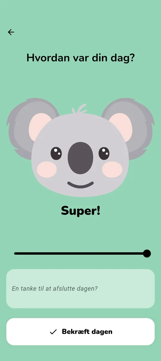 Skærm til daglig humørsporing og streaks