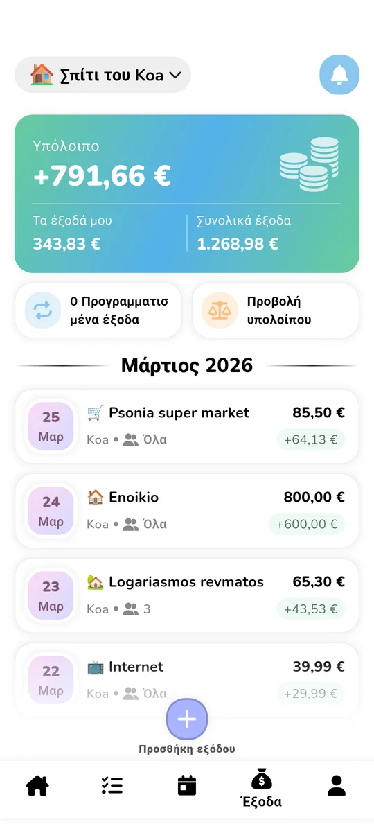 Διεπαφή κοινού προϋπολογισμού και κατανομής εξόδων