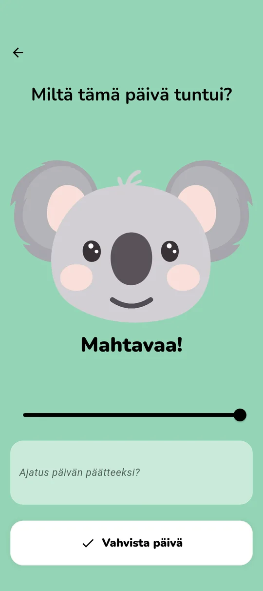 Päivittäisen mielialan ja streakien seurantanäyttö