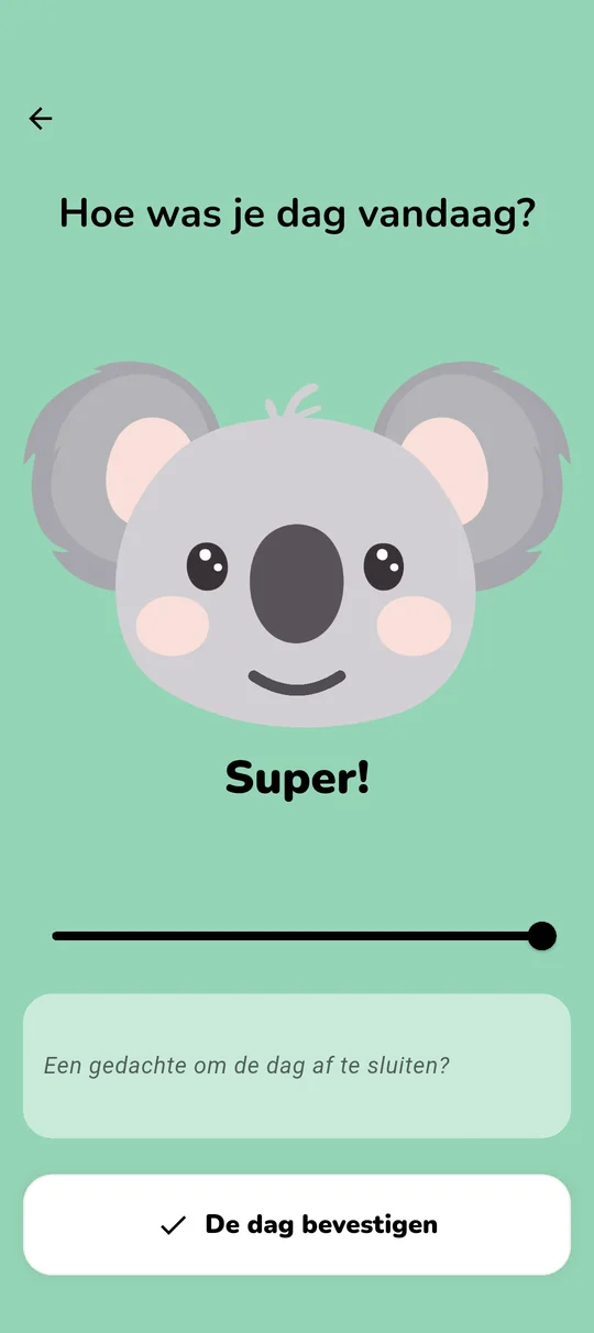 Scherm voor dagelijkse stemming en streaks