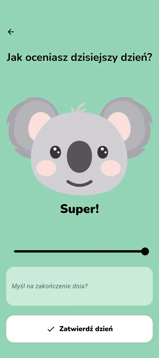 Ekran codziennego śledzenia nastroju i streaków