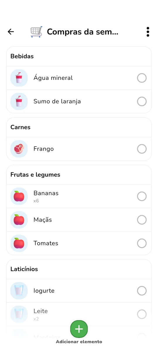 Interface de lista de compras colaborativa