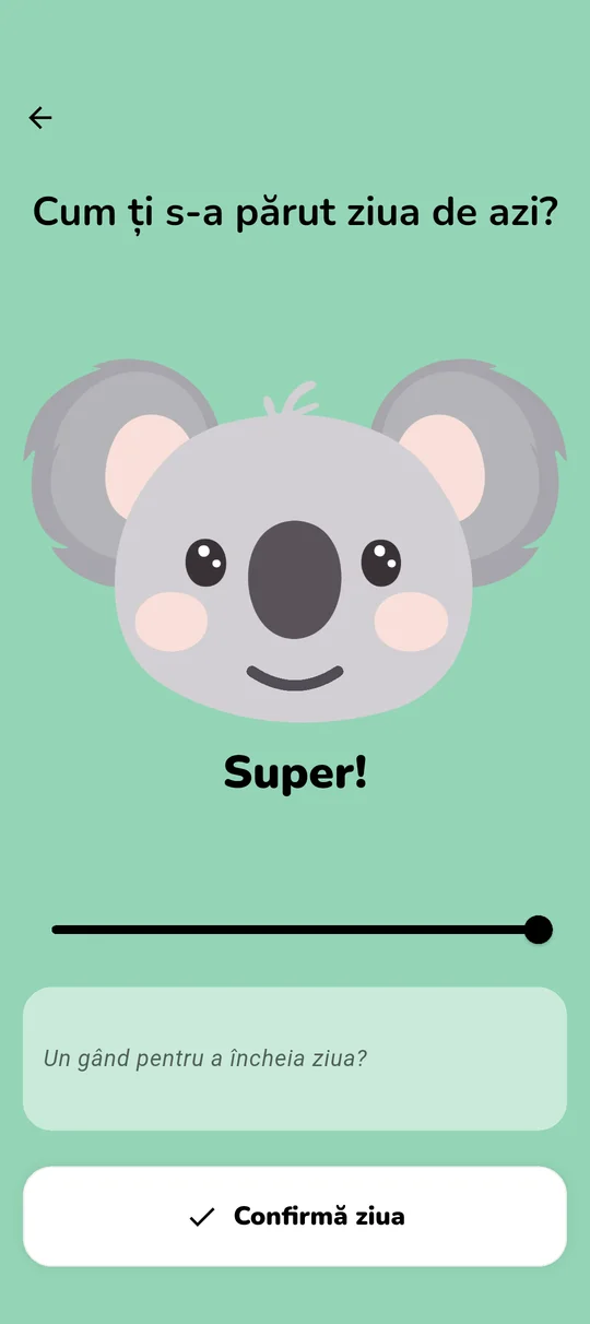 Ecran pentru urmărirea zilnică a stării de spirit și serii